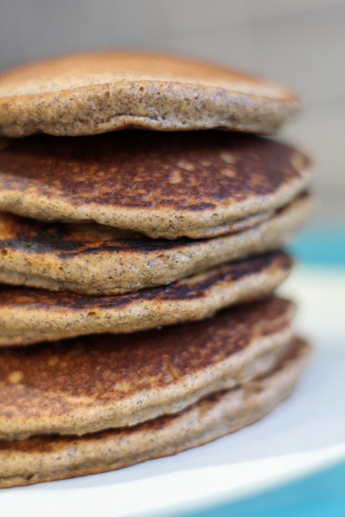 a tall stack of plain gluten free pancakes
